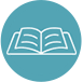 Icon of an open book with writing on pages.