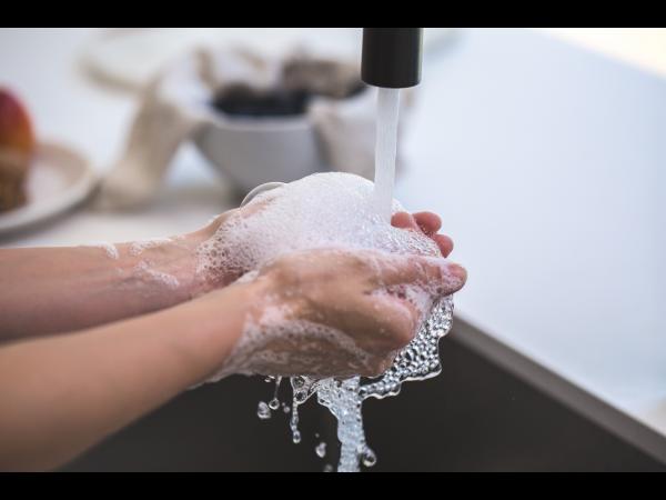 Person washing hands